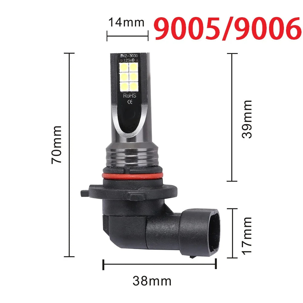 2Pcs 9005 9006 LED Headlight H11 H8 H9 H10 H1 H3