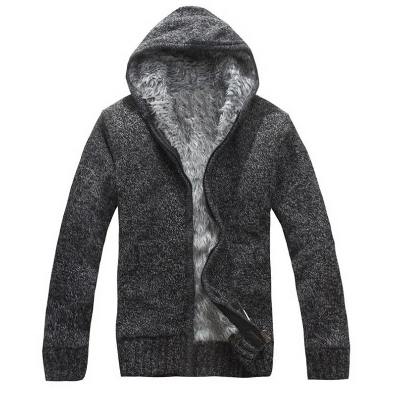 Autumn Winter Men's Thick Sweatercoat Collar Zipper Sweater
