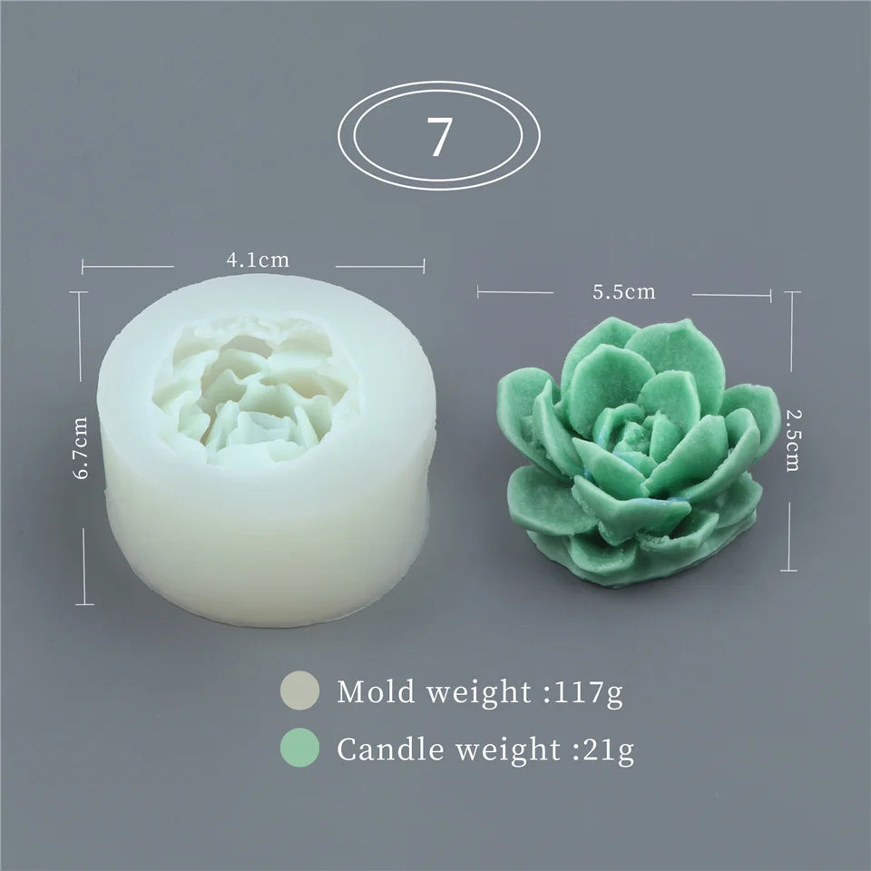 17 Styles Succulent Plants Silicone Candle