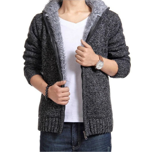 Autumn Winter Men's Thick Sweatercoat Collar Zipper Sweater