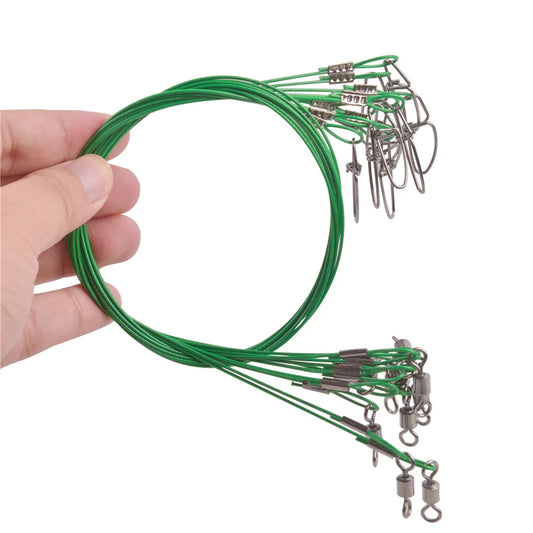10Pcs 50cm Steel Wire Leader Fishing Line Leash 150Lbs/68kg
