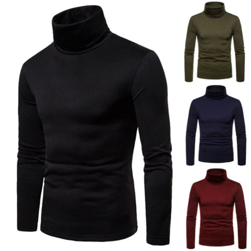 Men's Sweaters Winter Autumn Turtleneck Long Sleeve Plain