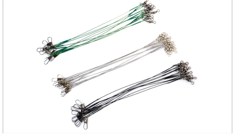 NGB 10pcs Stainless Steel Leash Fishing Wire Leader With Swivel