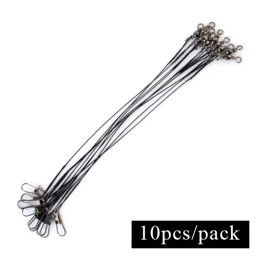 NGB 10pcs Stainless Steel Leash Fishing Wire Leader With Swivel