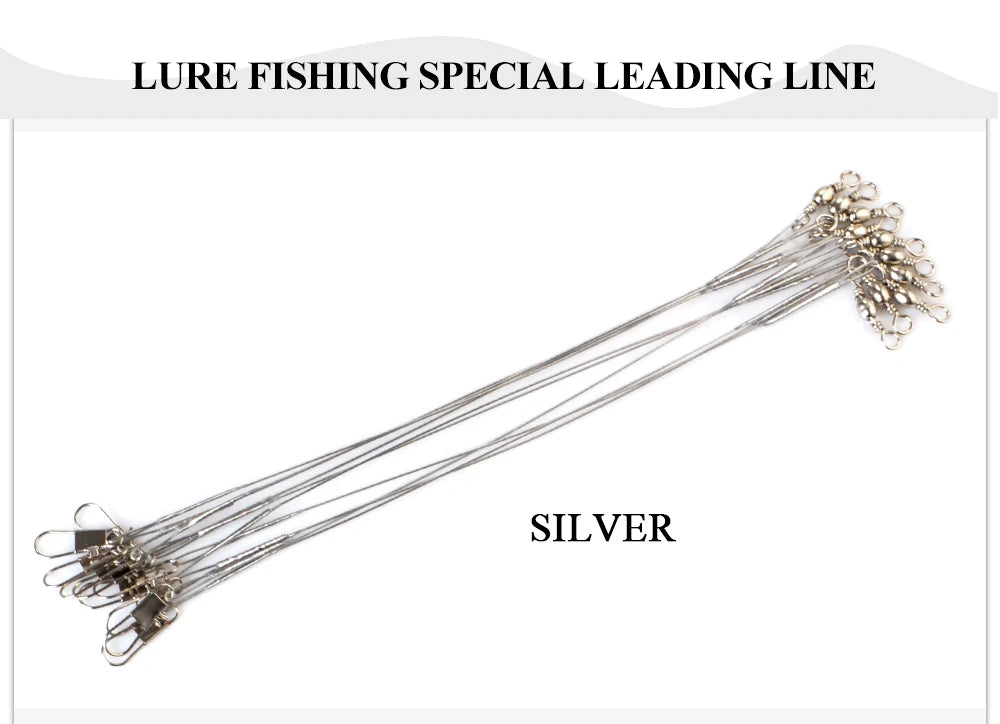 NGB 10pcs Stainless Steel Leash Fishing Wire Leader With Swivel
