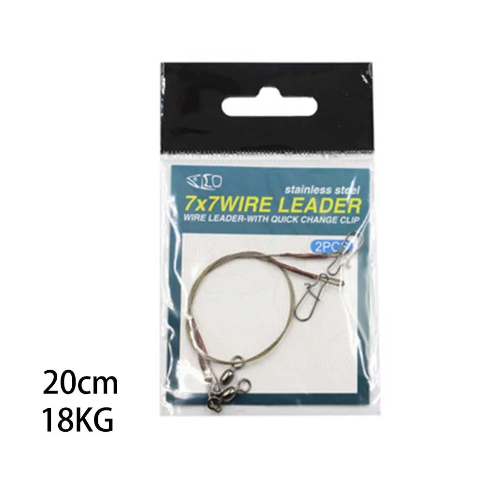 2pcs Fishing Line Steel Wire Leader With Snap Swivels