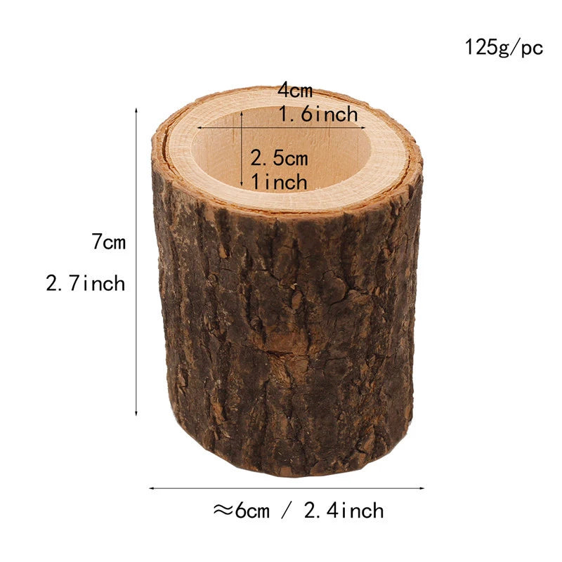 Creative Wooden Candlestick Succulent Plant Pot Tray