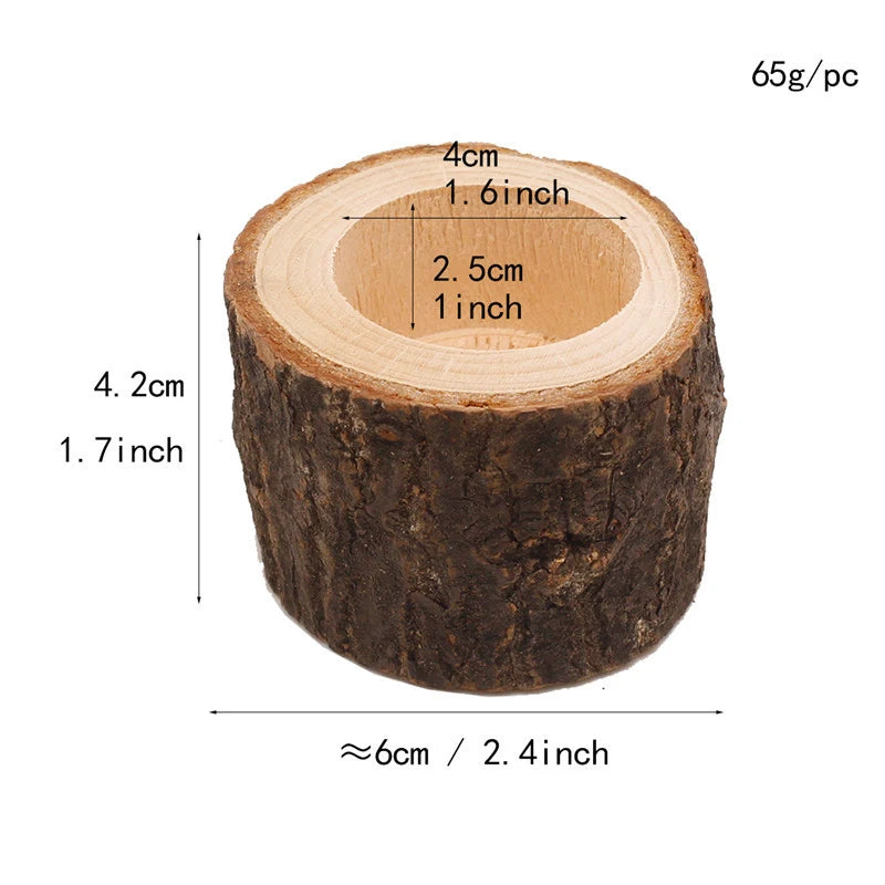 Creative Wooden Candlestick Succulent Plant Pot Tray