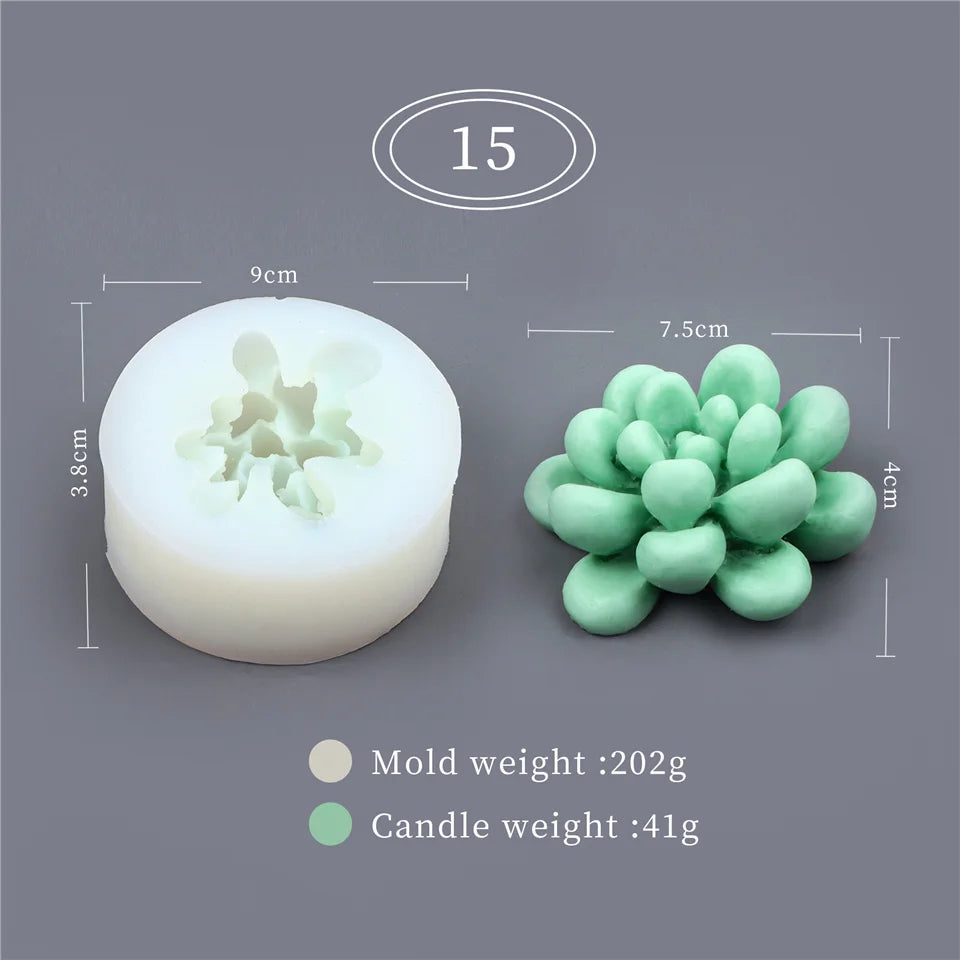 17 Styles Succulent Plants Silicone Candle