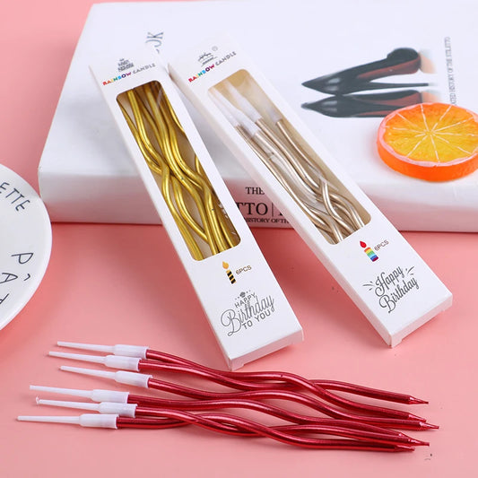 6Pcs/lot Creative Threaded Candle Curved Spiral