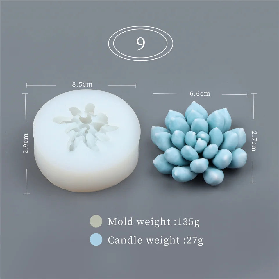 17 Styles Succulent Plants Silicone Candle