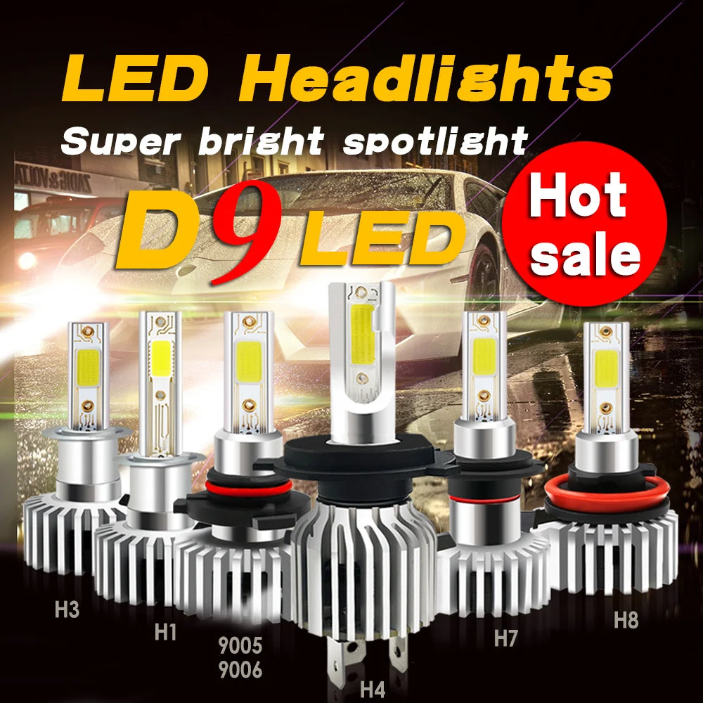 2pcs 60W 12000LM Car LED Headlight Bulbs
