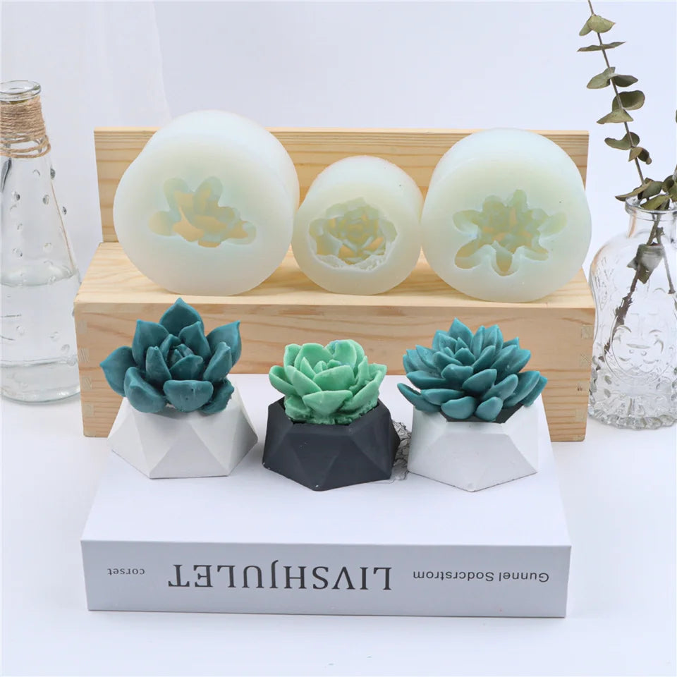 17 Styles Succulent Plants Silicone Candle