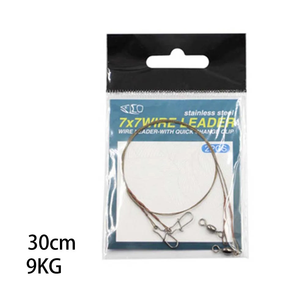 2pcs Fishing Line Steel Wire Leader With Snap Swivels