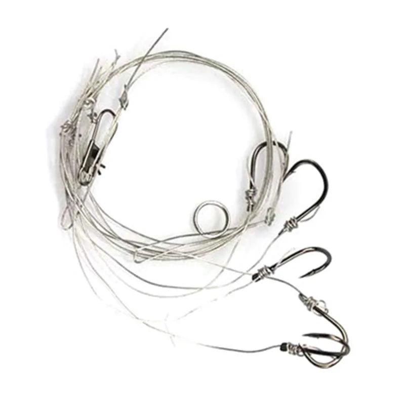 2pcs/lot Steel wire hook Fishing Line With Swivel Steel Wire Leader with 5