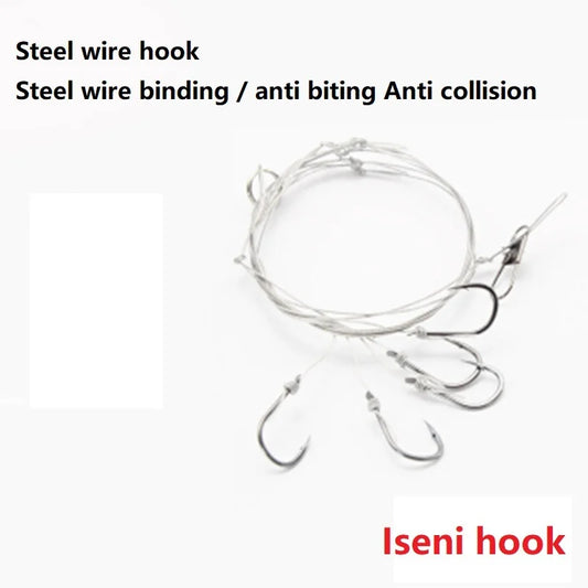 2pcs/lot Steel wire hook Fishing Line With Swivel Steel Wire Leader with 5