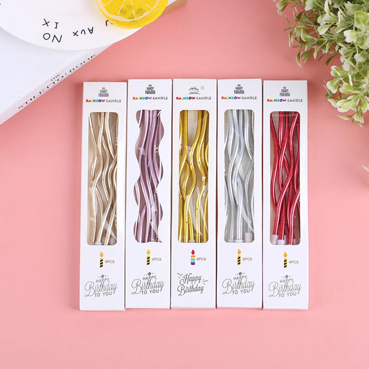 6Pcs/lot Creative Threaded Candle Curved Spiral