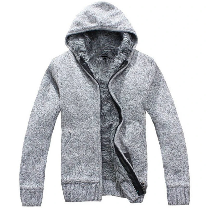 Autumn Winter Men's Thick Sweatercoat Collar Zipper Sweater