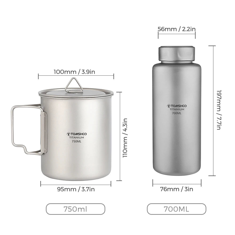 1L Titanium Fles Lekvrij Enkellaags Sport Waterfles 750ml Potbeker