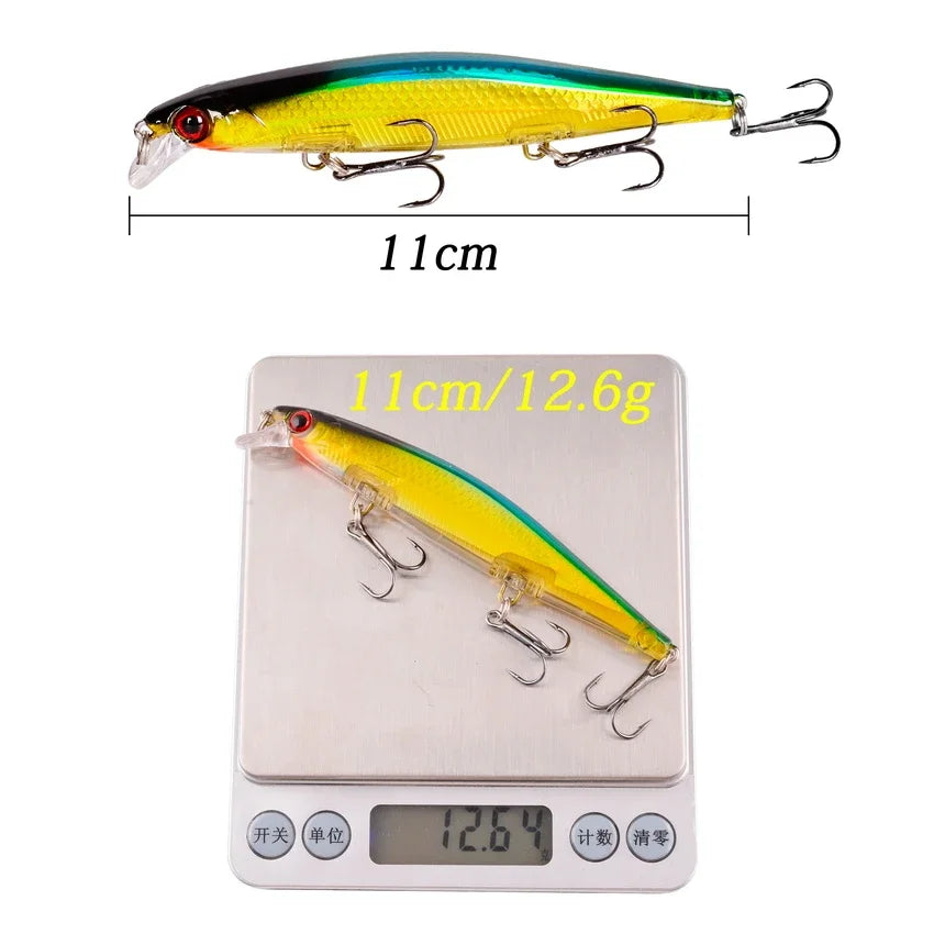 Fishing Lures 11cm 12.5g Sinking Minnow Wobblers Plastic Artificial Baits With 3 Hook For Bass Pike Carp Swimbait Fishing Tackle