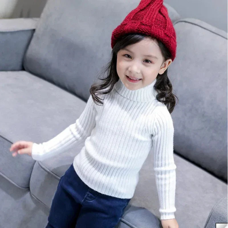 2025 New Sweater Kids Sweaters Autumn Girls Turtleneck Sweaters