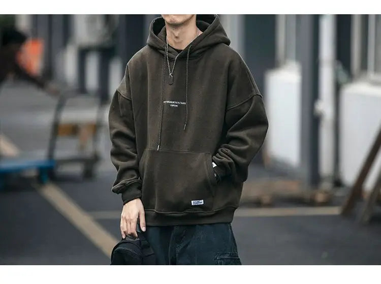 Slouchy hooded sweaters for men in winter American knitwear