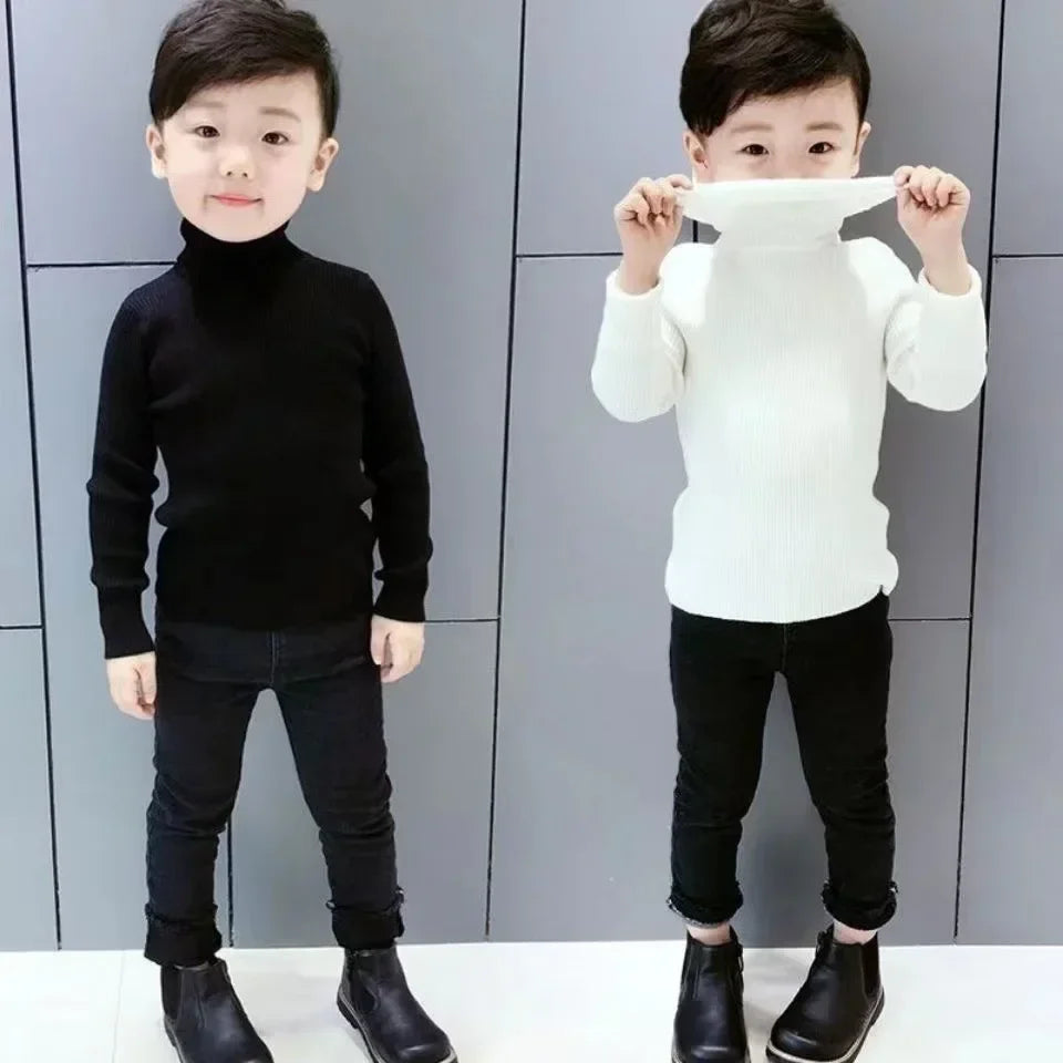 2025 New Sweater Kids Sweaters Autumn Girls Turtleneck Sweaters