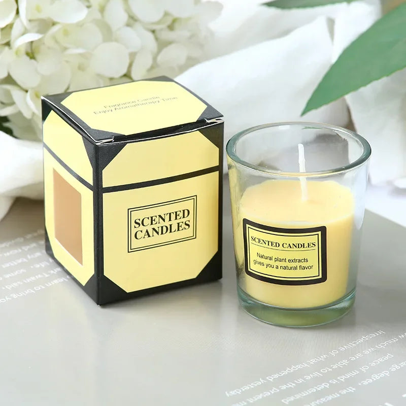 Plant wax scented candle gift box soybean candle glass