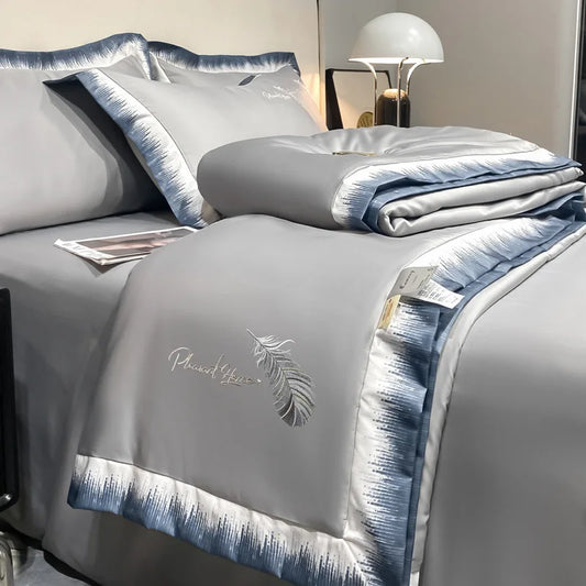 High-end Feather Embroidered Summer Blanket Comfortable