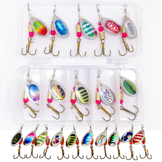 10Pcs/Set Fishing Metal Spoon