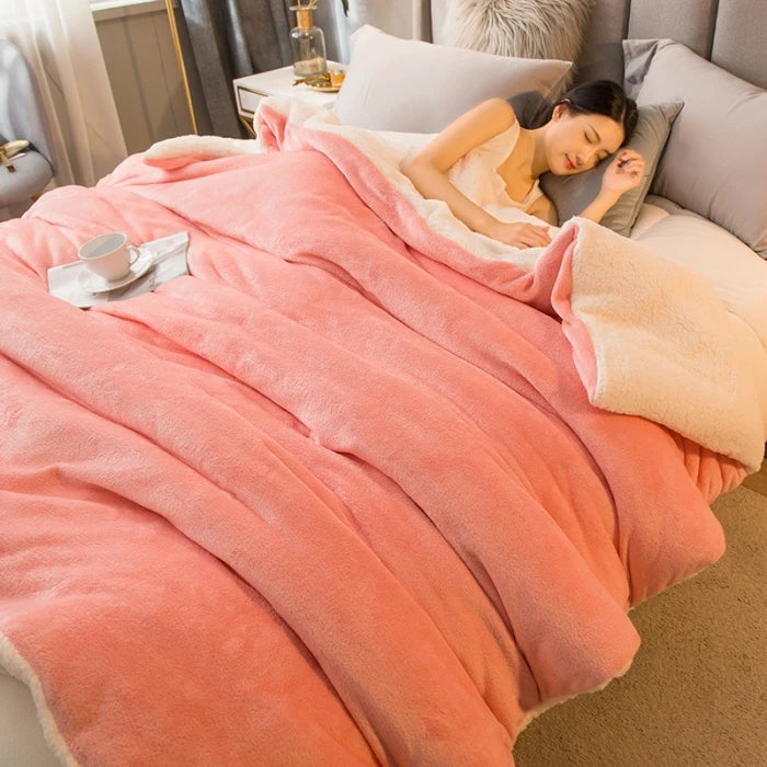 Wool Throw Blanket Keep Warm Winter Bed Blankets Double Sided