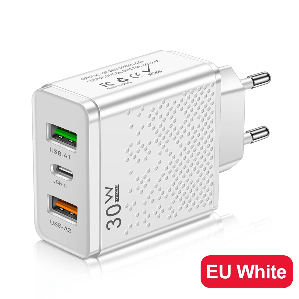 3 Ports 30W USB C Charger PD 30W USB Type C