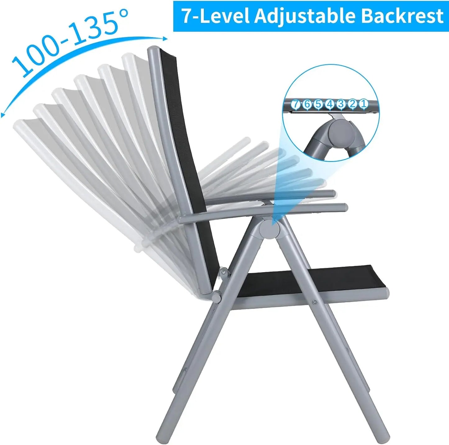 Homfa 2PC Balcony Chairs Set Garden Chairs Folding Chair 7-Way