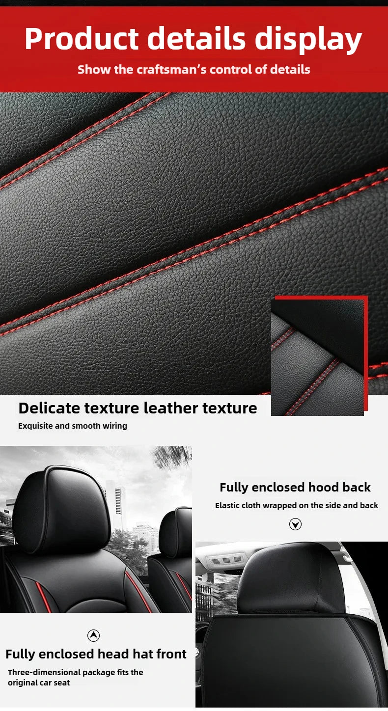All Season Genuine Leather Full Coverage 5-Seater Car Seat Covers Summer Ready Universal Fit for Cars SUVs Trucks Premium Auto