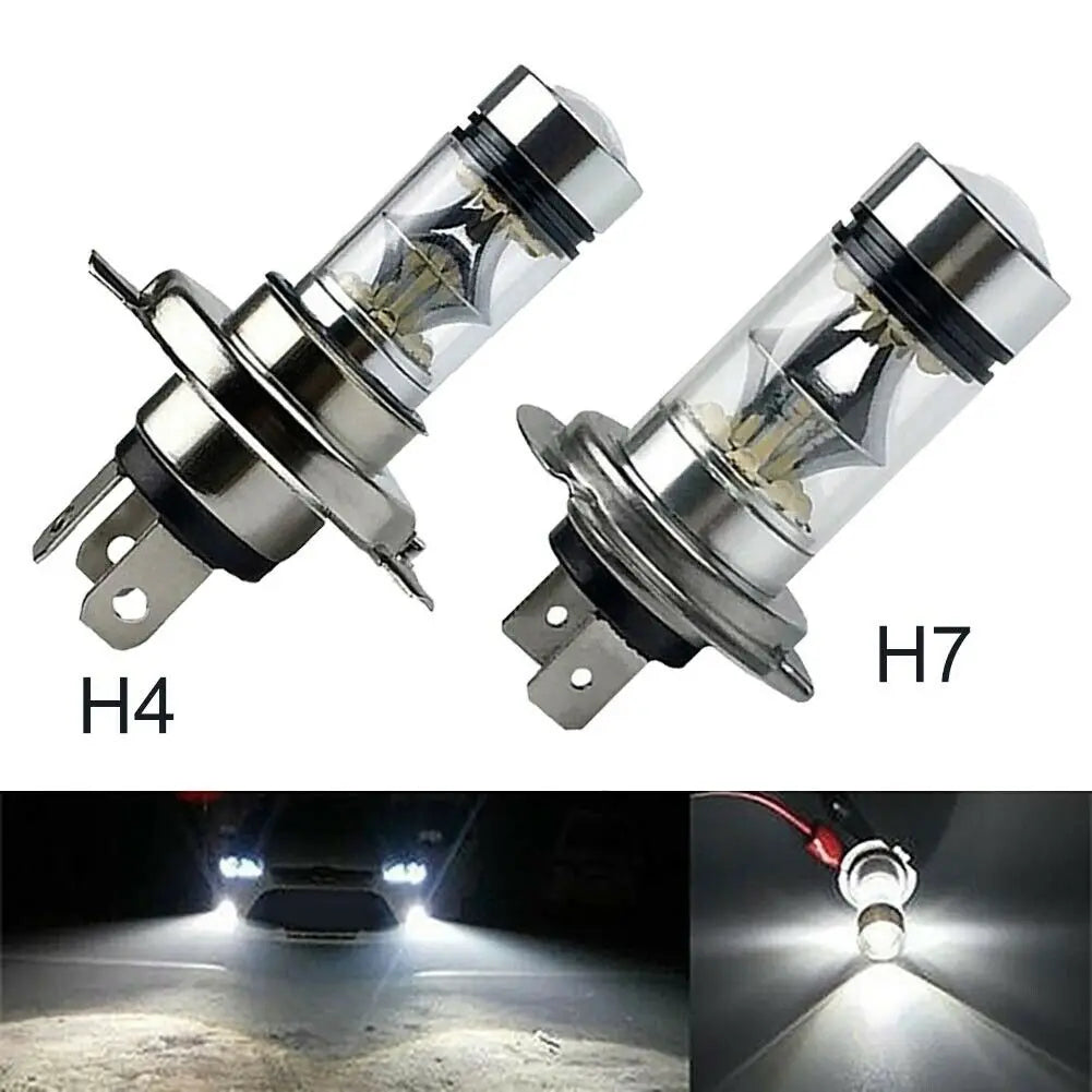 2Pcs Super Bright 100W H7 H4 LED Headlight