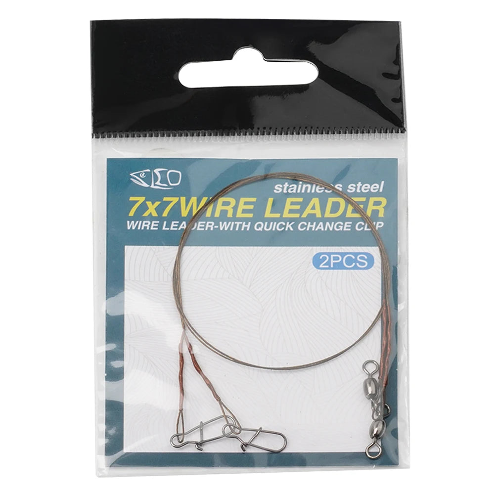 2pcs Fishing Line Steel Wire Leader Snap Rolling Swivel