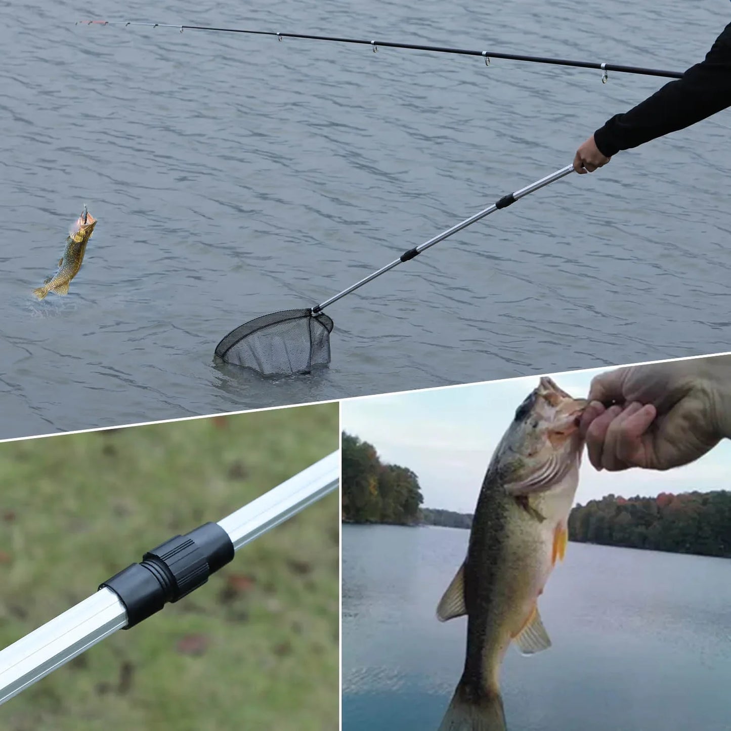 Fishing Net and Rod Set 1.5m/1.7m/2.1m Scalable
