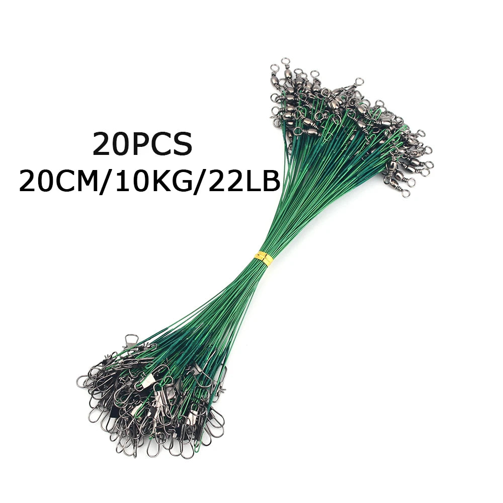 20pcs Steel Wire Leader With Swivel Anti-bite Fishing Line