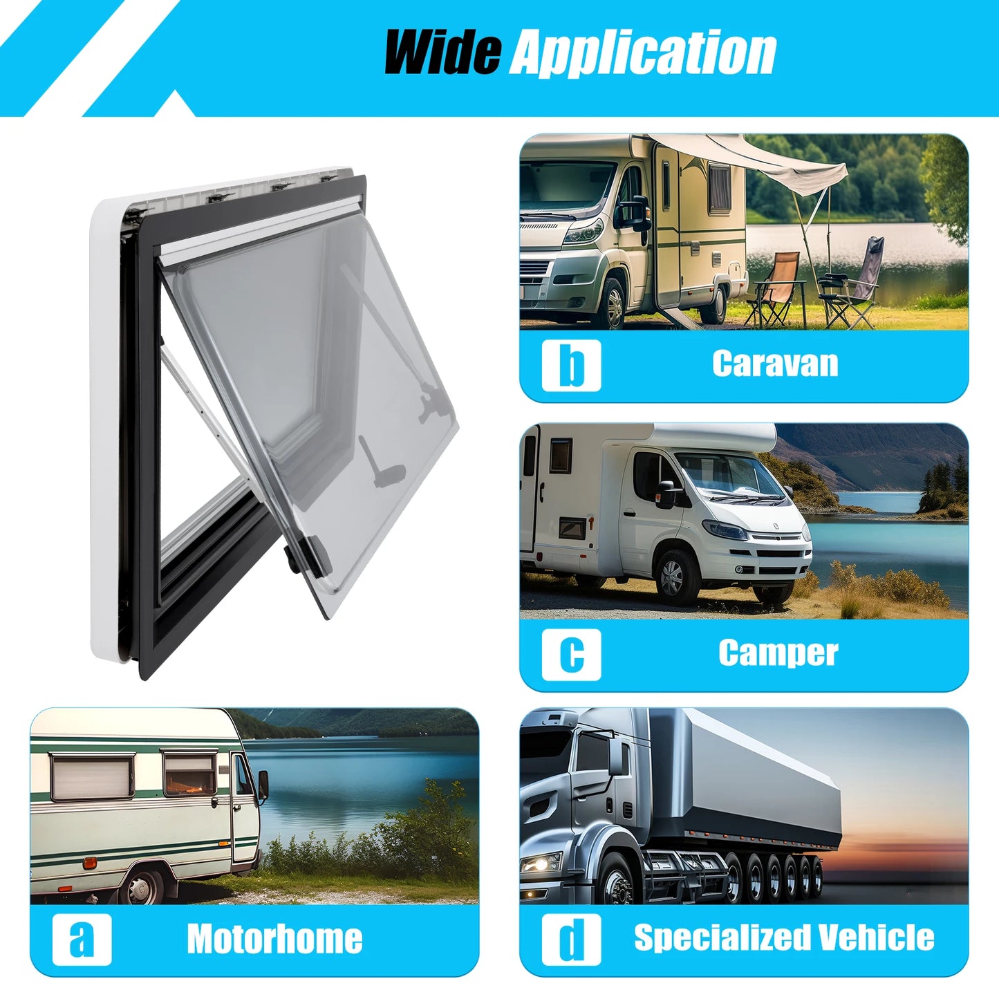 Camper Side Window Hand Open Close 70° Window Hinged