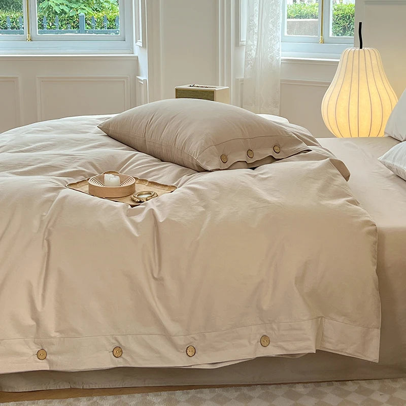 100% Washed Cotton Duvet Cover 2/3Piece Luxury Soft Bedding Set