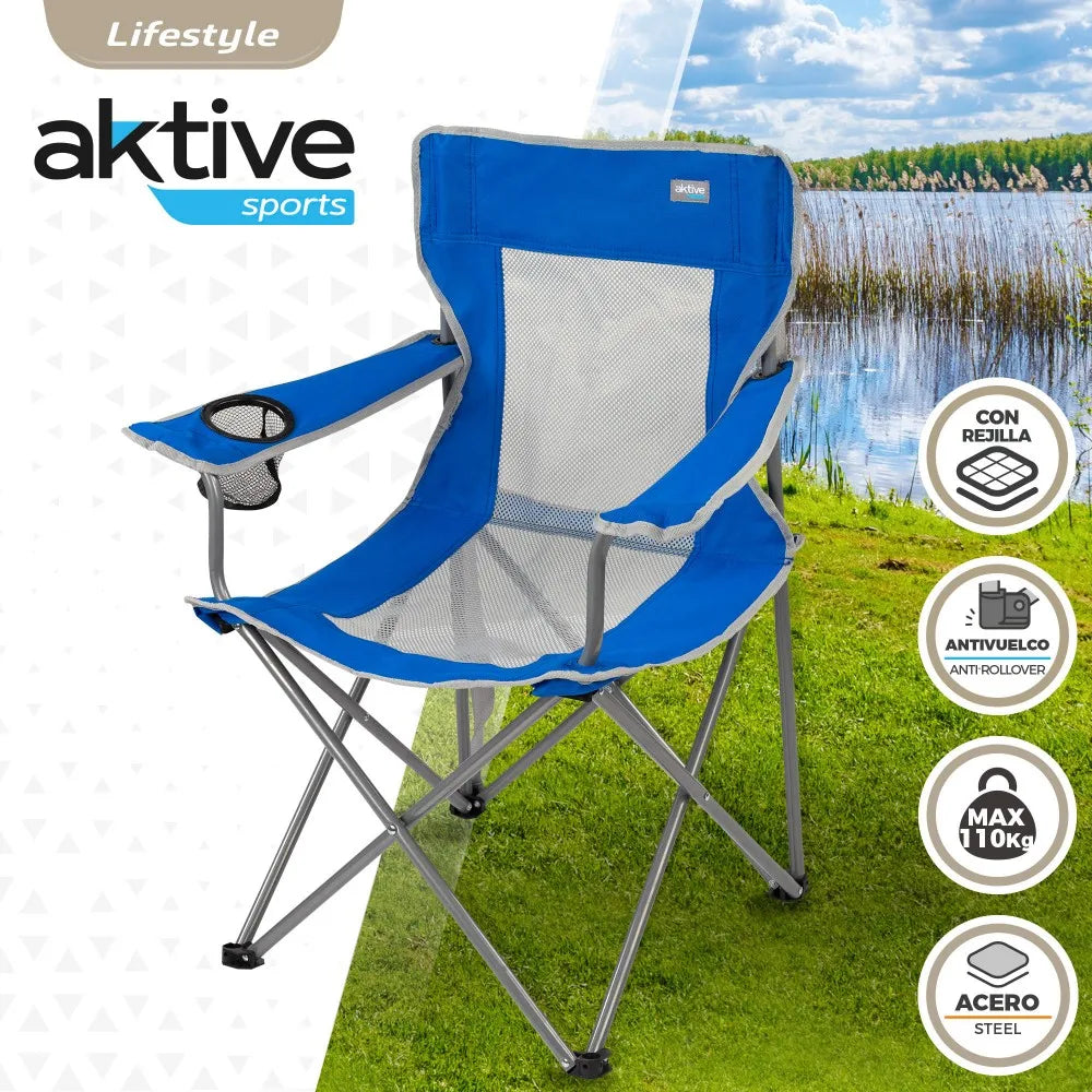Folding camping chair with coasters and backrest