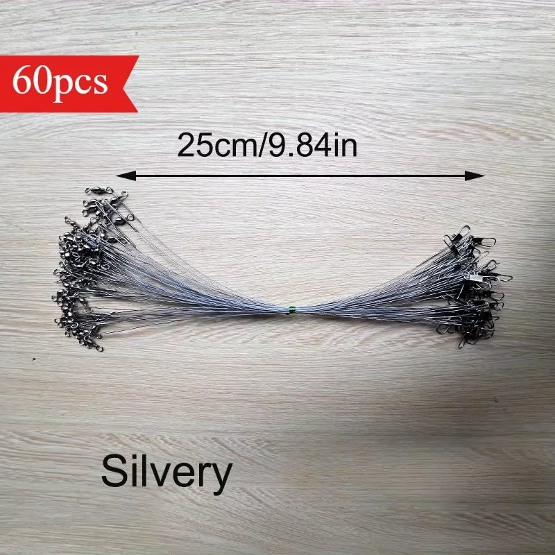 Ackibbik 60pcs Anti Bite Steel Fishing Line 15/25/30cm