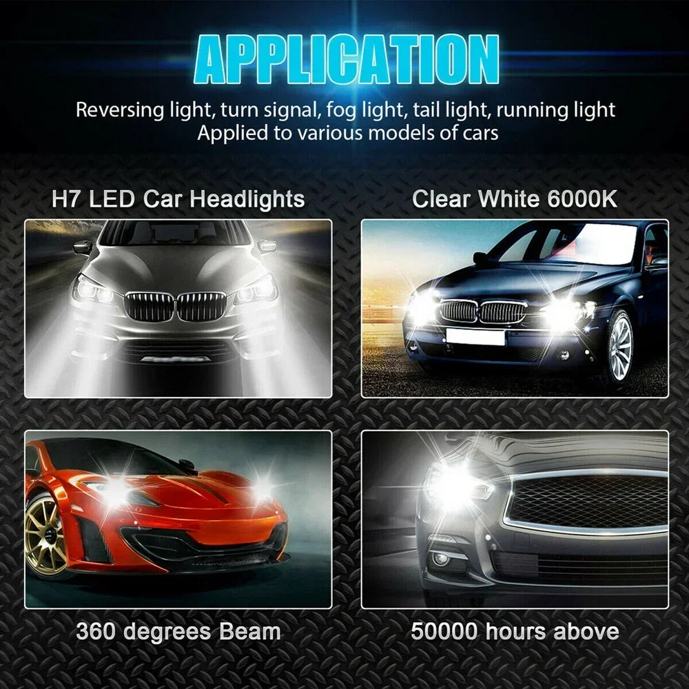 2x H7 LED Headlight Bulb Kit High/Low Beam