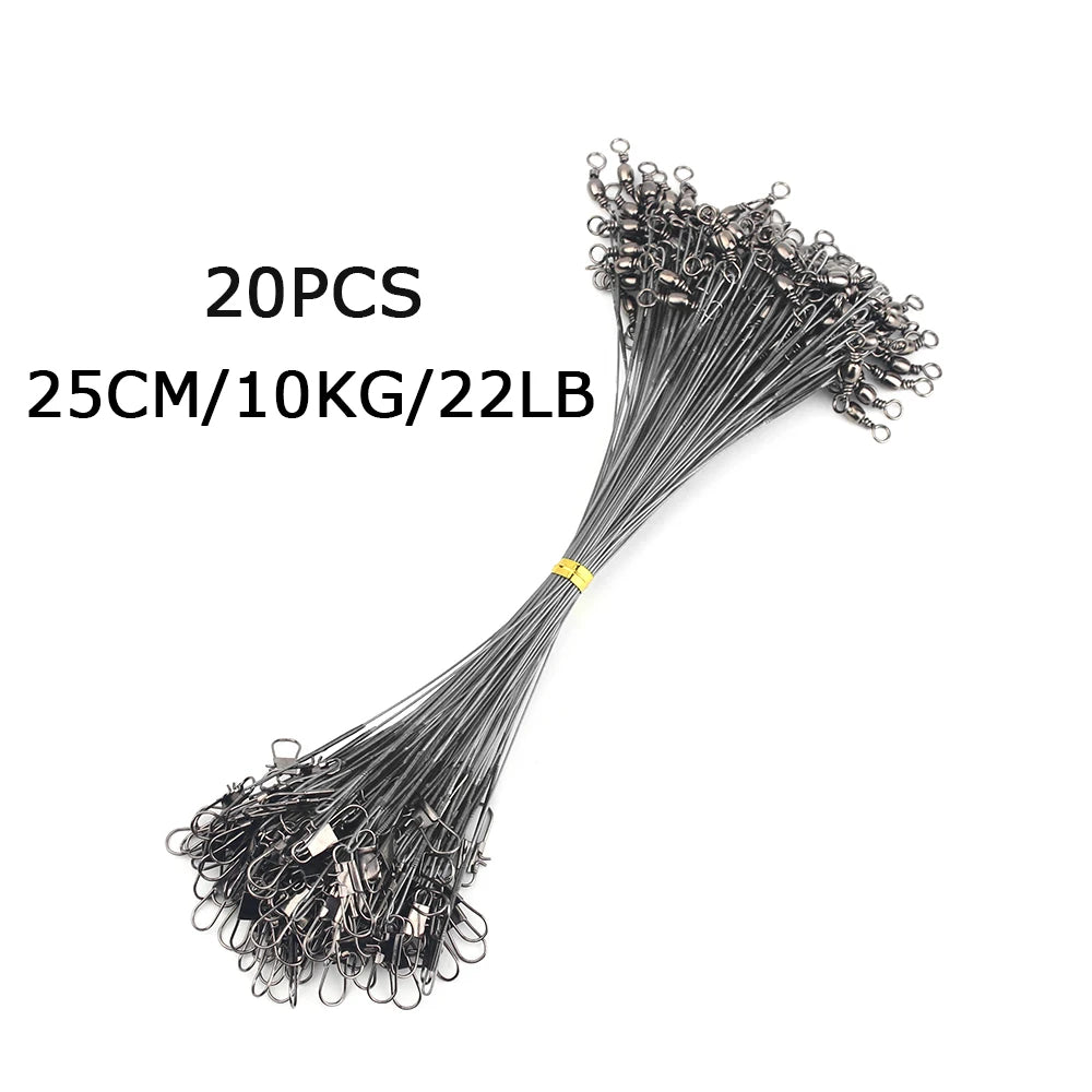20pcs Steel Wire Leader With Swivel Anti-bite Fishing Line