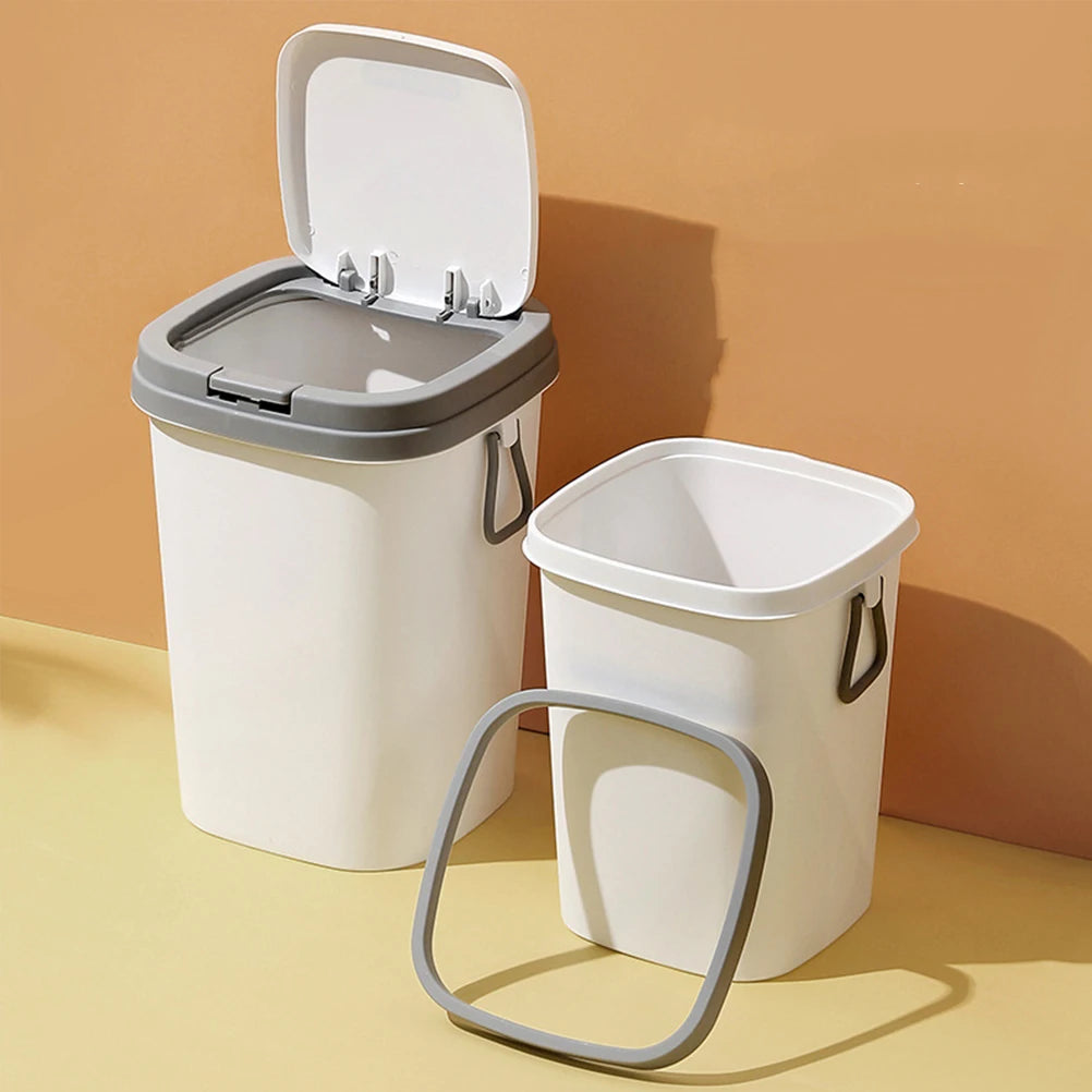 Trash Can 8L Blue Lid for Kitchen Bathroom Small