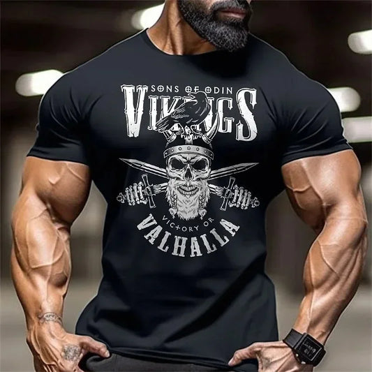 Fitness muscle wear Skeleton fashion printed T-shirt Men's