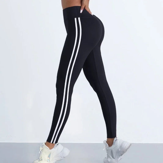 Yogaleggings voor dames, gestreepte, slanke sportbroeken,