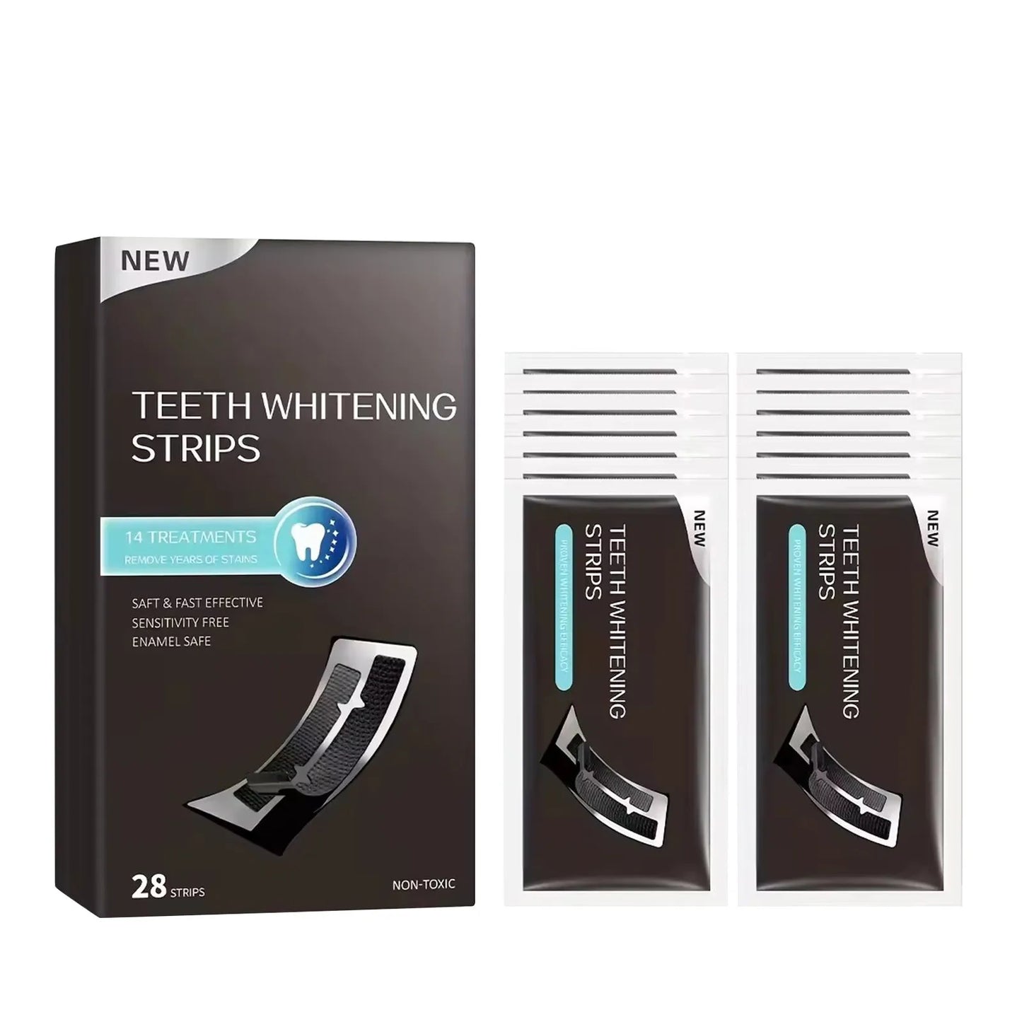 Tandenbleekstrips, 28 geactiveerde bleekstrips met bleekmiddelen