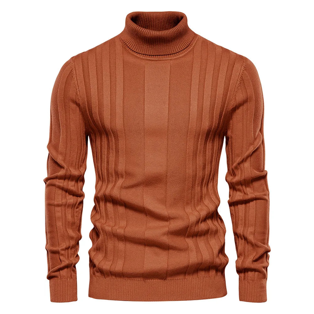 Sweater Autumn New Men's Turtleneck Casual Knitted Warm Bottoming Shirt Men's Solid Color Pullover