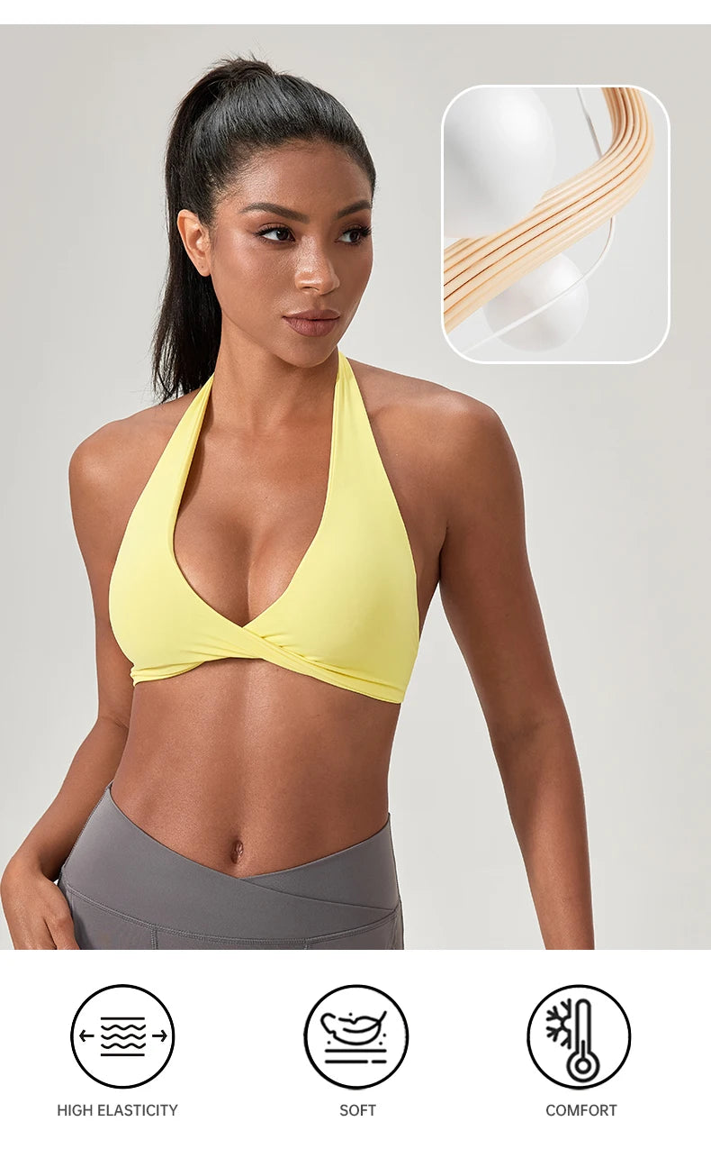 Sports Yoga Bra for Women Halter Neck with Stylish Back